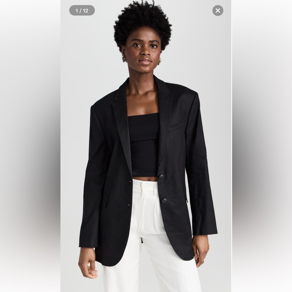 Rag and Bone Odessa Black Linen Blazer